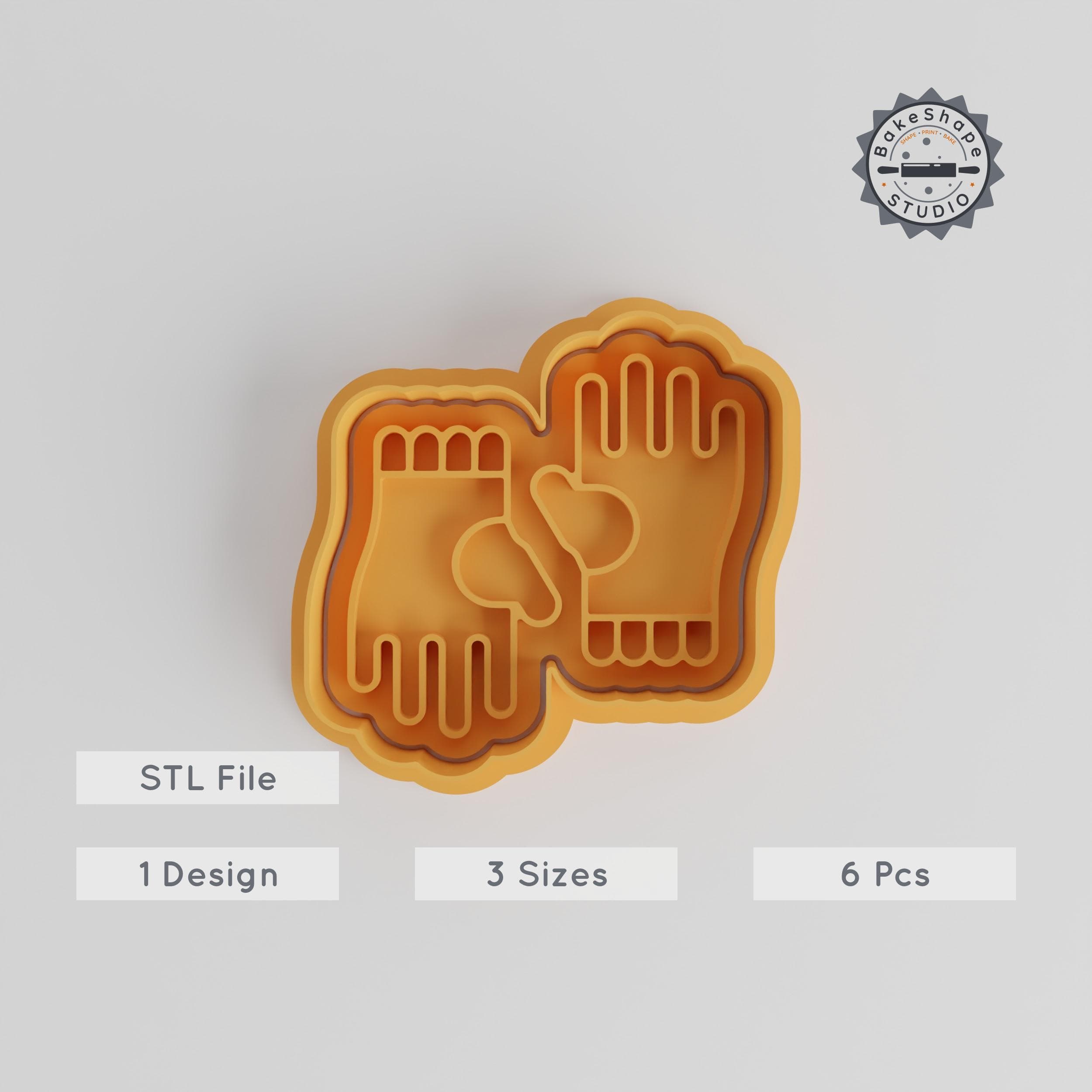 Winter Gloves Shape Cutter & Stamp Set, Perfect for Cookies & Fondant, 6-Piece, S/M/L Sizes PRODUCT_5416 3d model