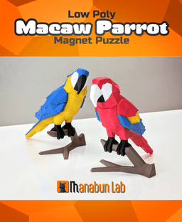 Low Poly Macaw Parrot Magnet Puzzle (No supports, no AMS) 3d model