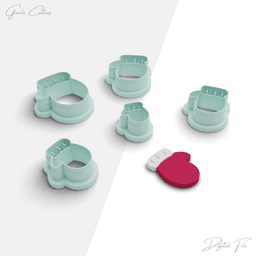 Christmas Accessories Polymer Clay Cutter Package, 5 Models, 2 Cutter Version, 5 Size, No: 1141 3d model