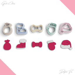 Christmas Accessories Polymer Clay Cutter Package, 5 Models, 2 Cutter Version, 5 Size, No: 1141 3d model