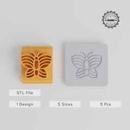 Butterfly Stamp Tile Set, 5 Motif Sizes for Clay, Cookie & Fondant Art, Insect Wings & Nature's Jewel Design PRODUCT_1949 3d model