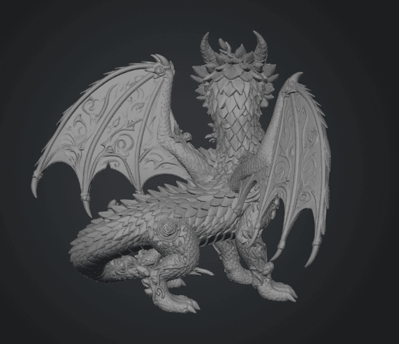 Crimson Rose Dragon STL File for 3D Print 3d model