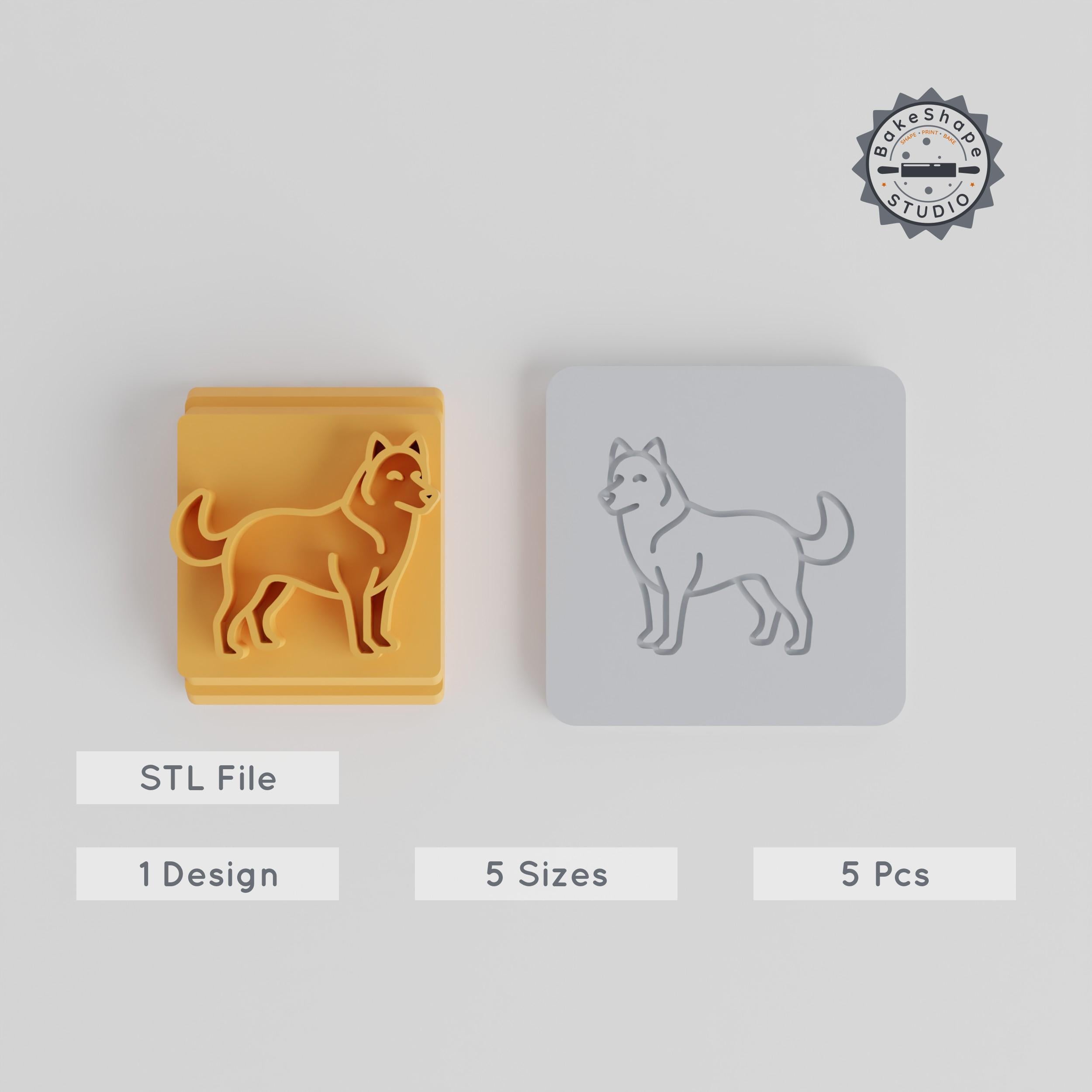 Siberian Husky Stamp Set, 5 Sizes, Clay & Cookie Motif, Pet Puppy & Arctic Dog Designs PRODUCT_2035 3d model