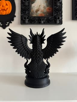 Winged Dragon Statue STL 3MF | Gothic Dragon Figurine 3D Print Model | Dark Fantasy Mythical Decor 3d model