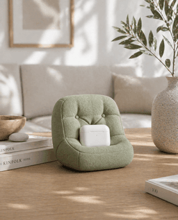 Tufted Mini Sofa Earbuds Holder STL – Cute Desk Organizer & Case Stand 3d model