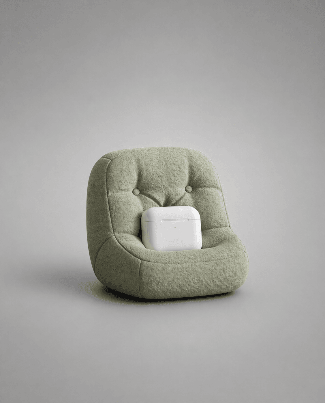 Tufted Mini Sofa Earbuds Holder STL – Cute Desk Organizer & Case Stand 3d model