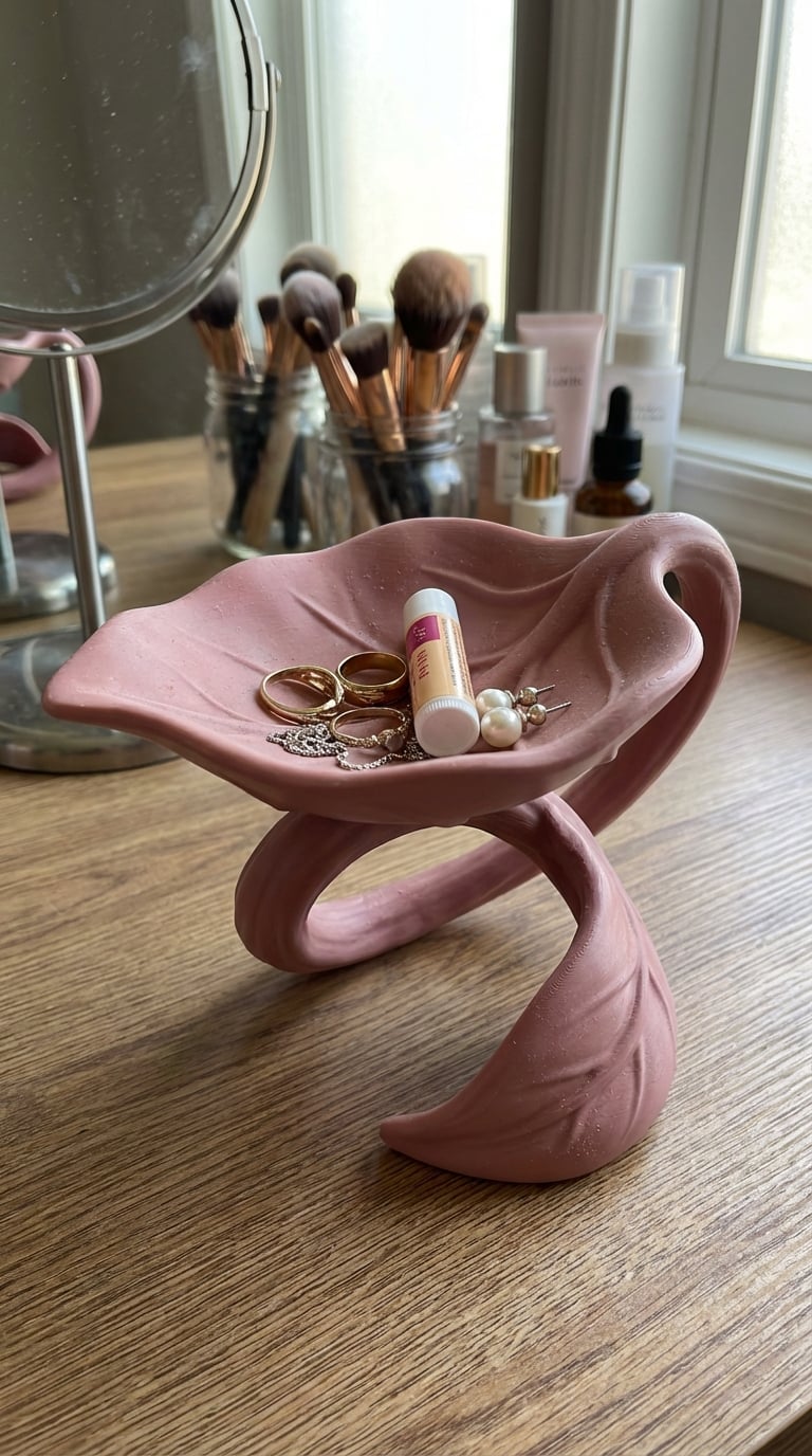 Modern Sculptural Jewelry Tray STL | Organic Vanity Catchall Bowl 3d model