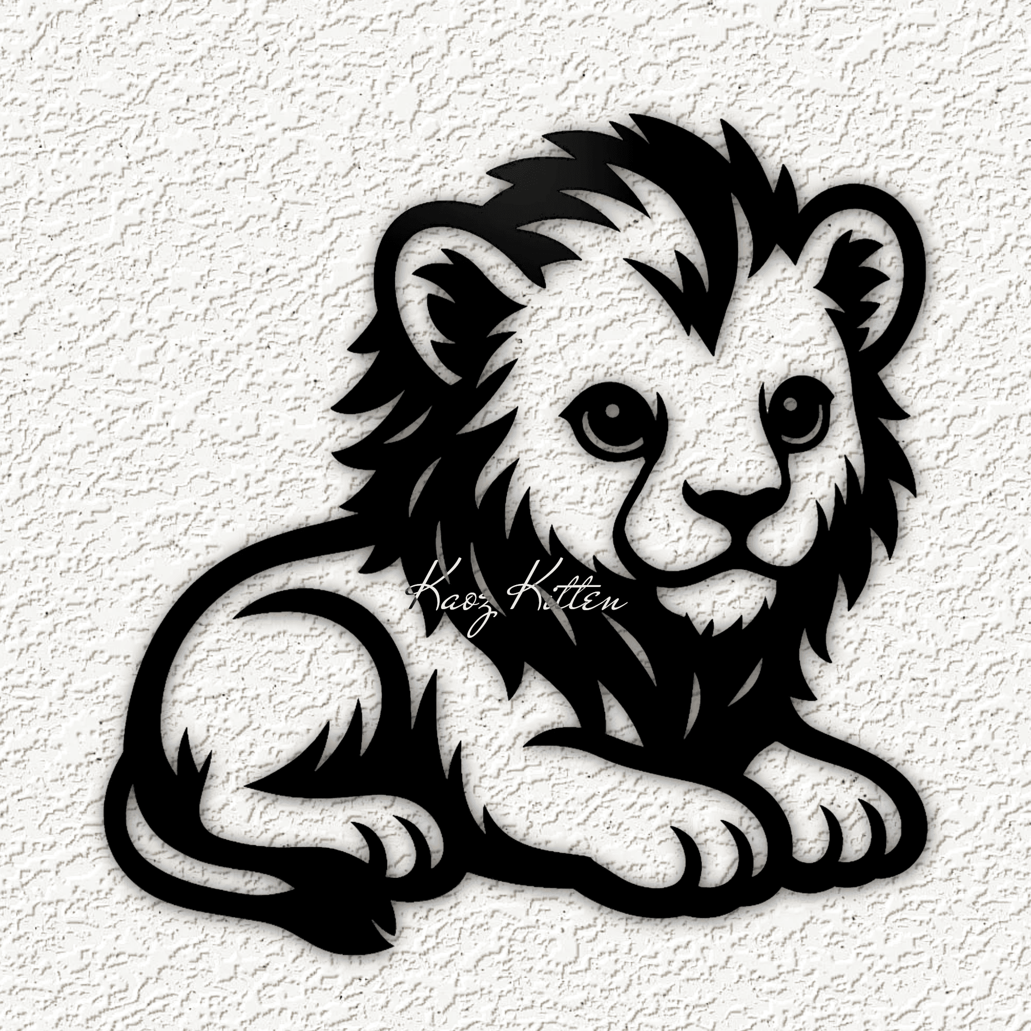 lion cat cub wall art home decor 3d model