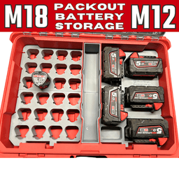 Milwaukee M18 & M12 Battery Holder for Milwaukee Packout β Stores 25x Batteries | Battery Storage 3d model