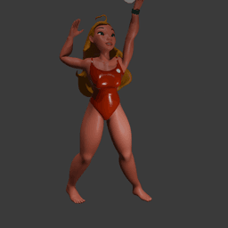 Toon girl volleyball figure in a bathing suit v2 3d model