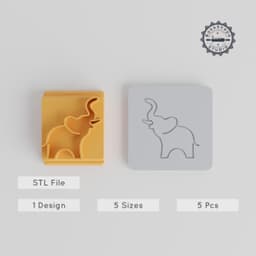 Elephant Stamp Tile Set, 5 Sizes, Perfect for Clay, Cookies & Fondant, Animal Print Cookie Stamp Collection PRODUCT_3707 3d model