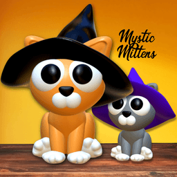 Witchy Kitty Figurine Halloween Kitten in Witch Hat Decor 3d model