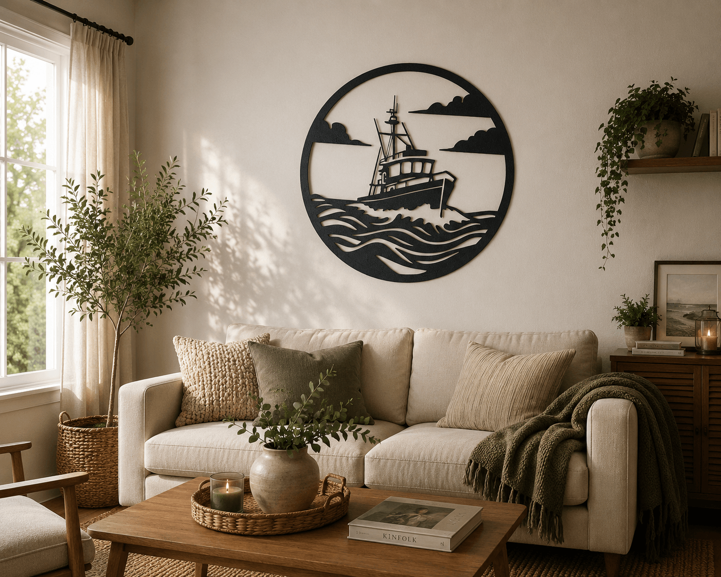 Fishing Boat Ocean Scene 2D Wall Art.3mf 3d model