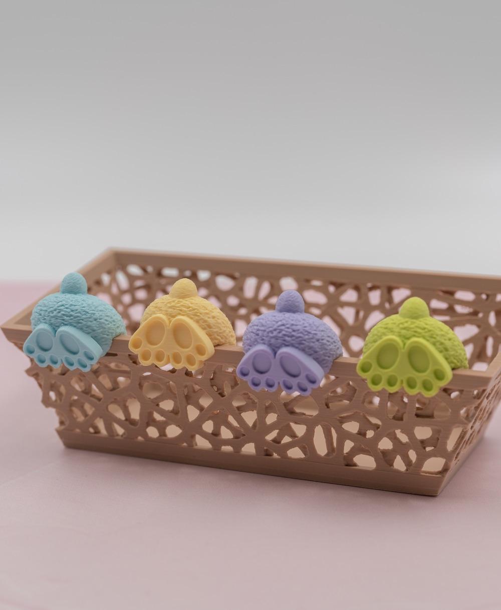 Easter egg basket with optional bunnies 3d model