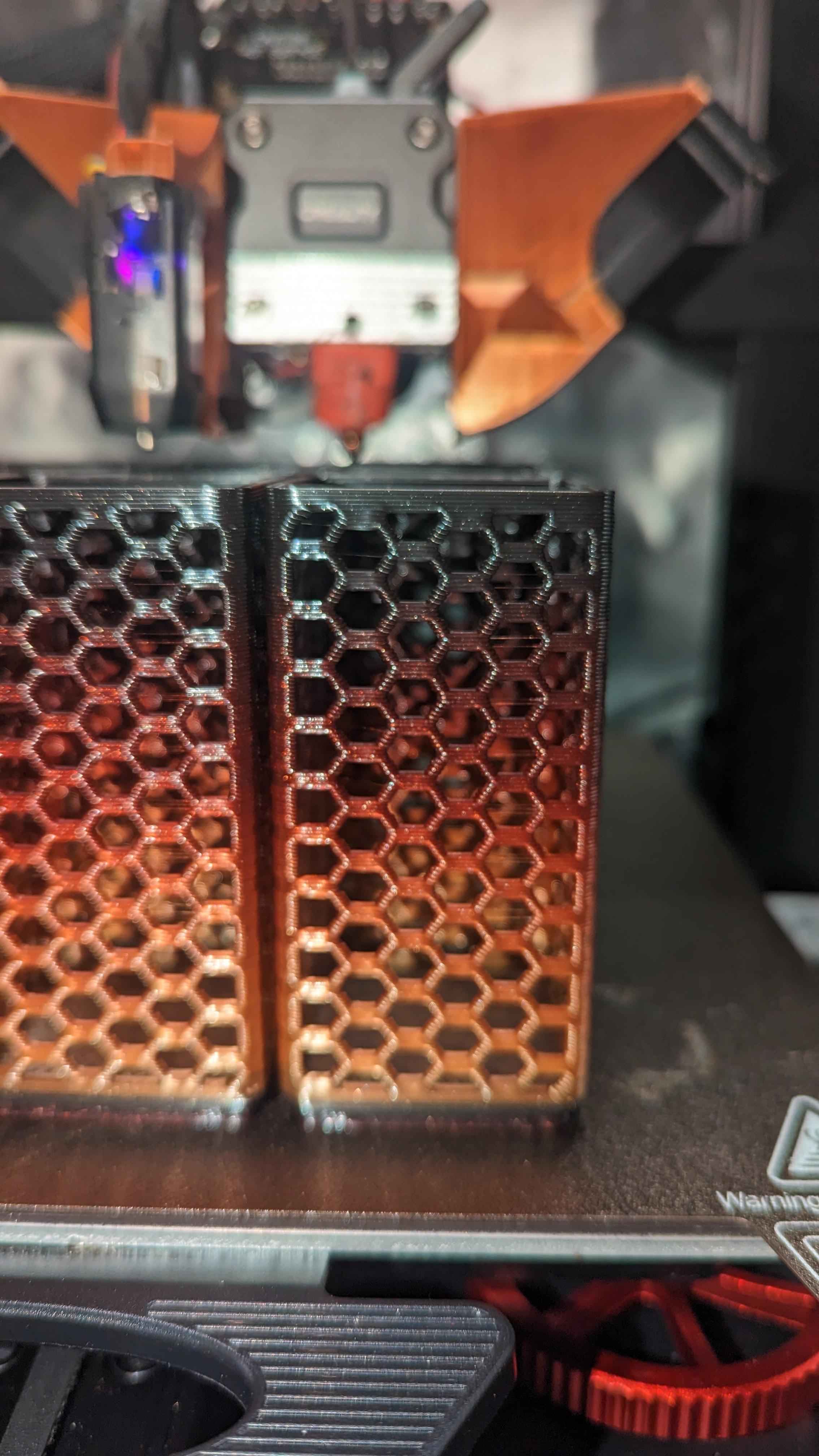 Gridfinity Stackable Cups with Honeycomb Walls - 0.8mm nozzle, amolen silk pla, came out amazing. - 3d model