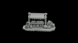 Timber Market Stall Set STL - Printable D&D Tabletop Terrain 3d model