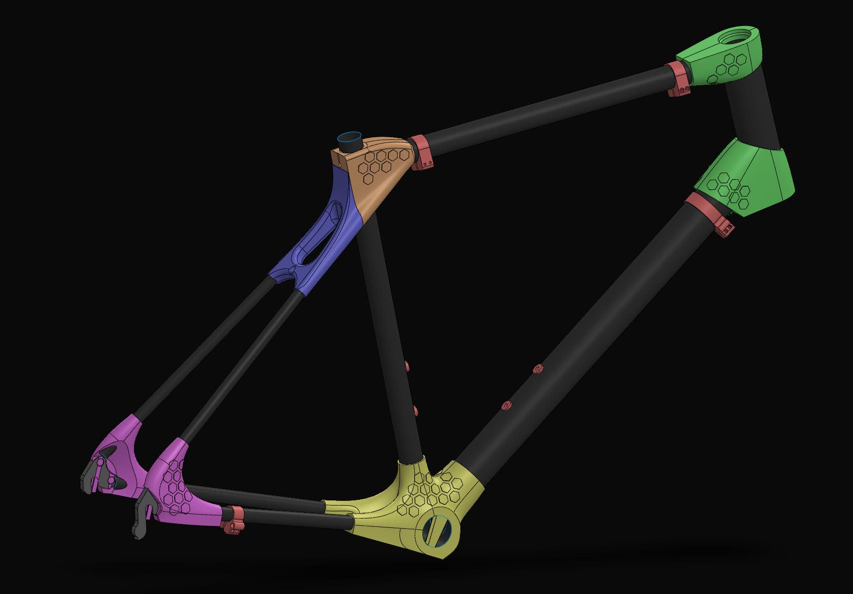 DBS 3D Printed Carbon Fiber Bicycle Frame - Medium 3d model