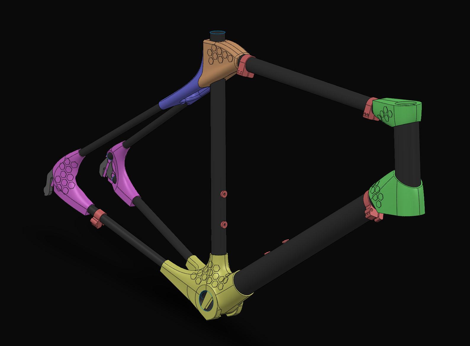 DBS 3D Printed Carbon Fiber Bicycle Frame - Medium 3d model