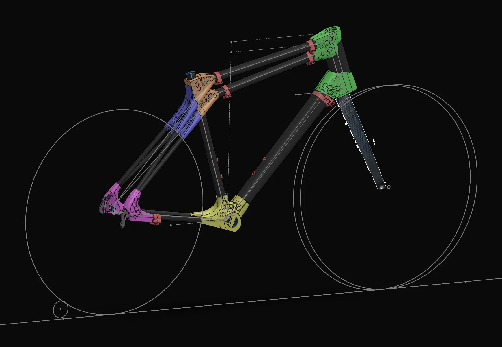 DBS 3D Printed Carbon Fiber Bicycle Frame - Medium 3d model