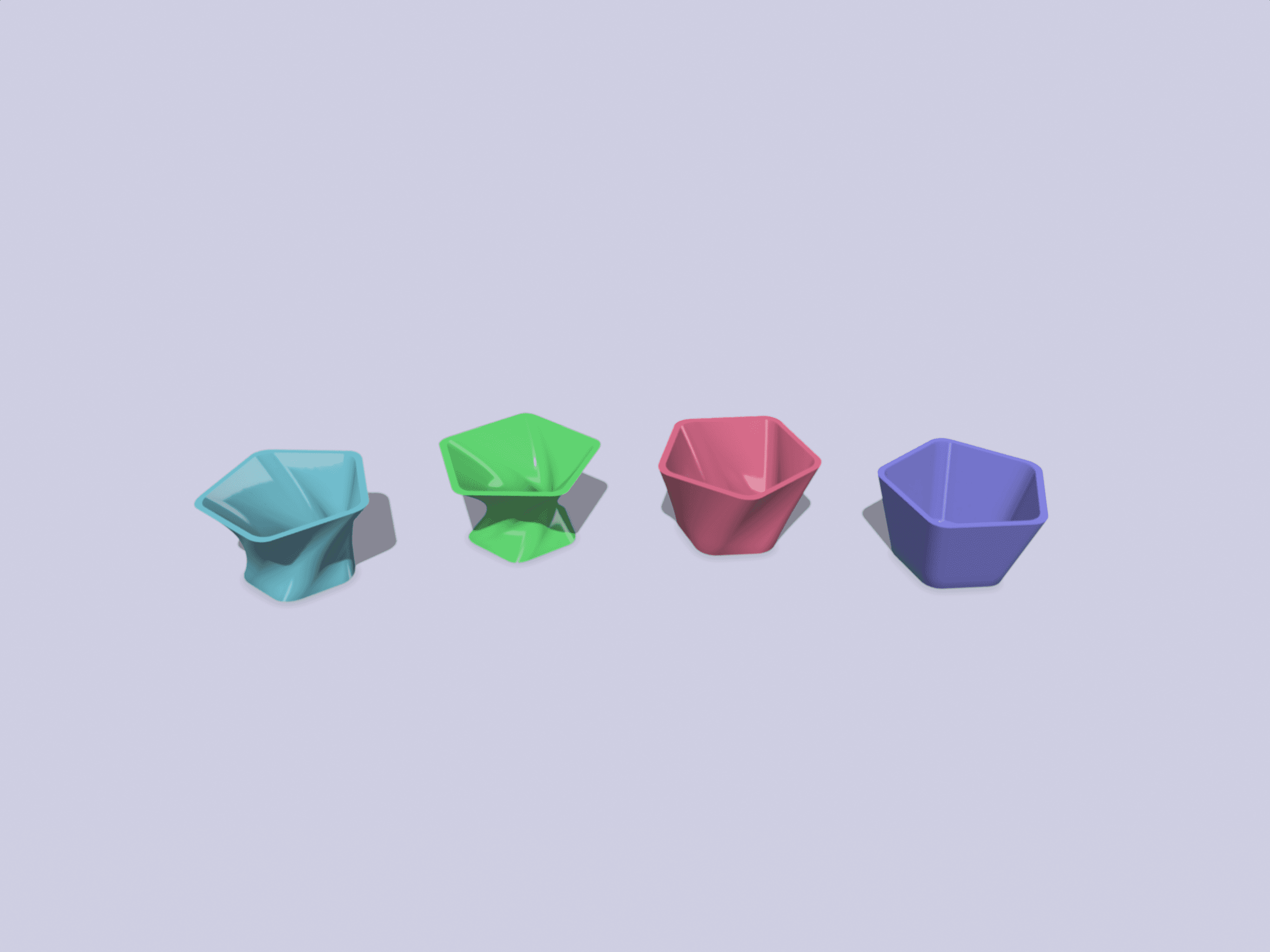 Pentagonal Planter Pots Minimalist Design Strong Fillet Collection 3d model