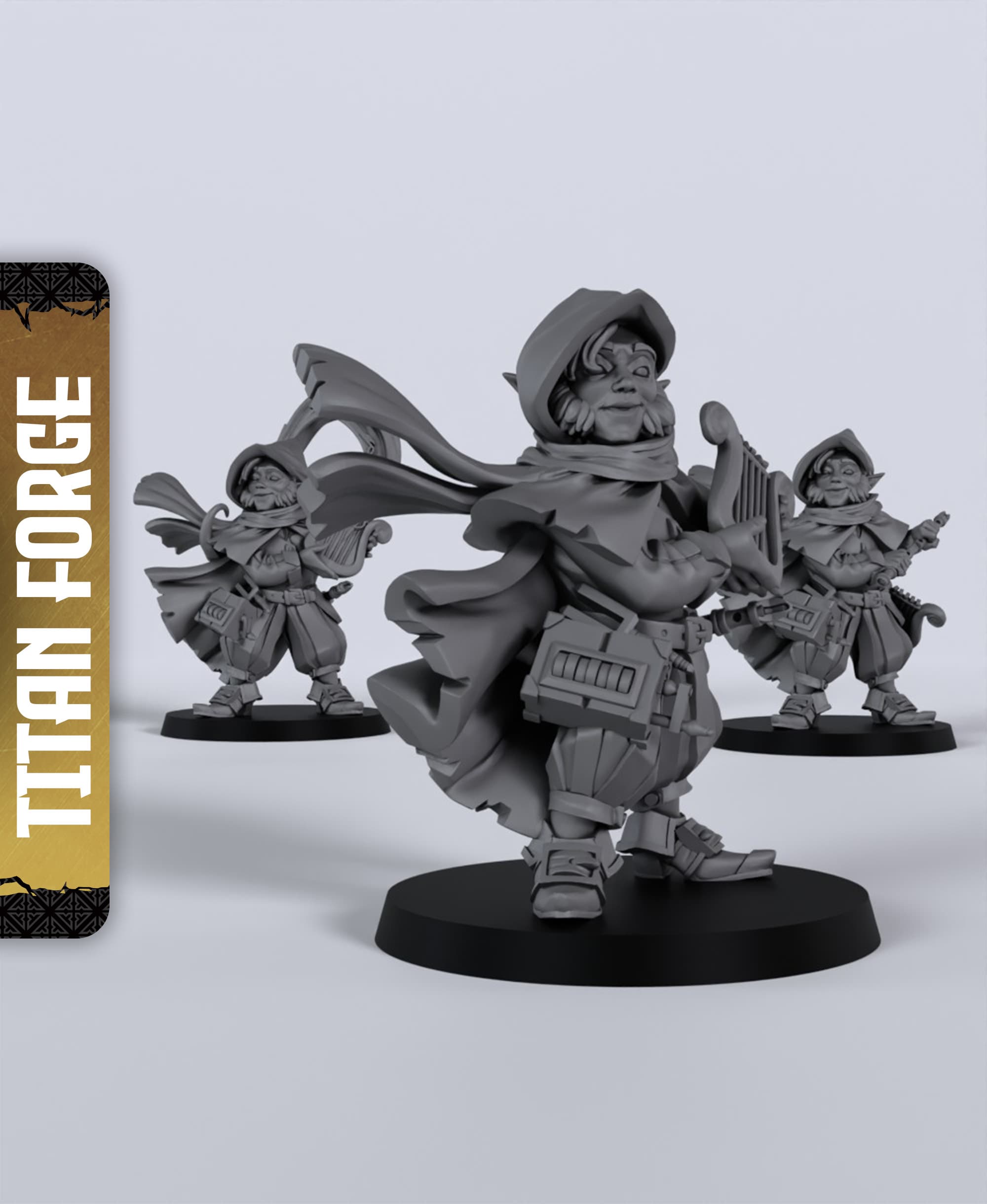 Halfling Female Bard - With Free Dragon - 5e DnD Inspired for RPG and Wargamers 3d model