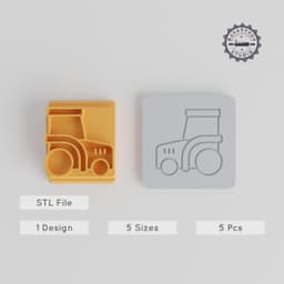 Tractor Stamp Tile Set, 5 Motif Sizes for Clay, Cookies & Fondant, Farm Vehicle Design, Thanksgiving Themed Collection PRODUCT_5309 3d model