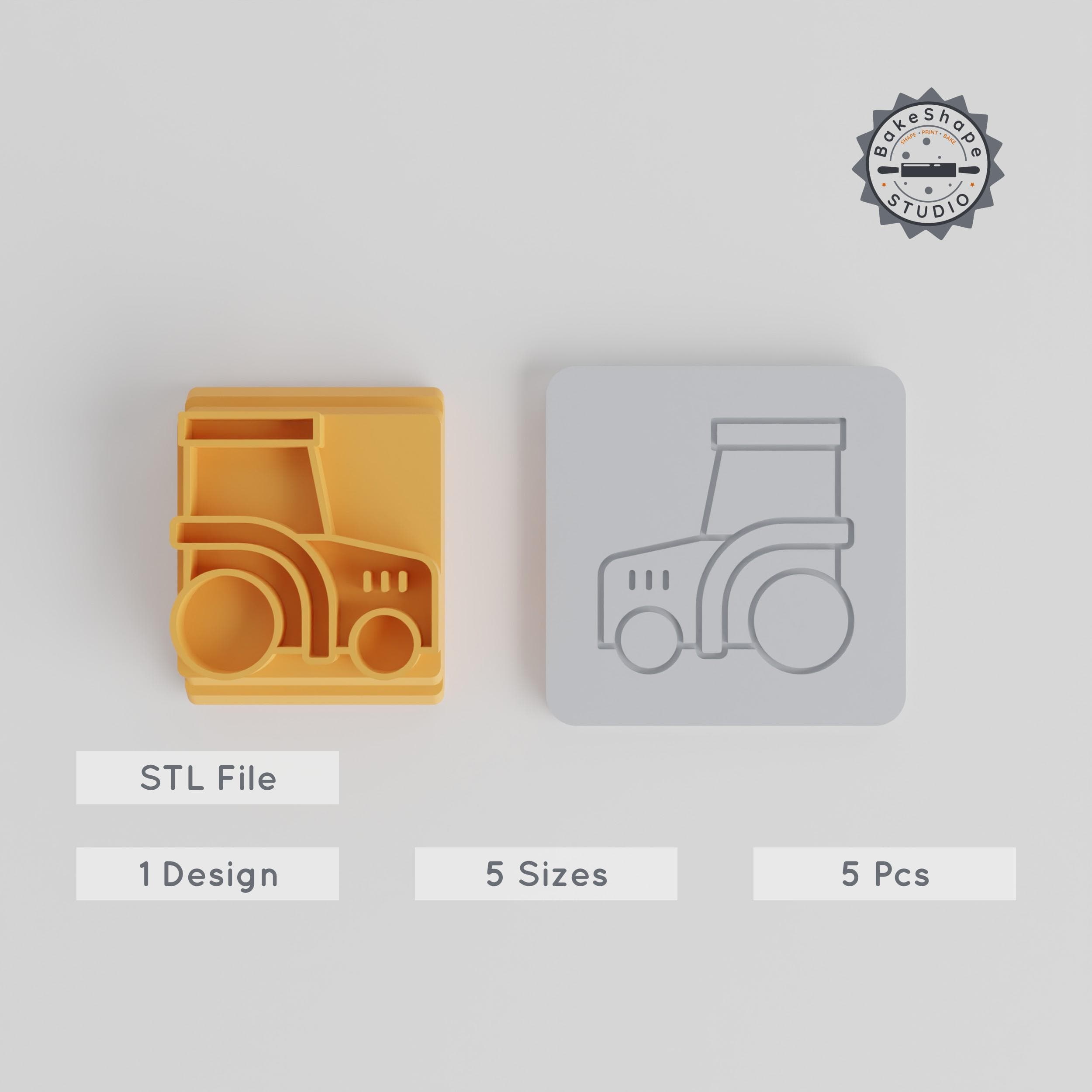 Tractor Stamp Tile Set, 5 Motif Sizes for Clay, Cookies & Fondant, Farm Vehicle Design, Thanksgiving Themed Collection PRODUCT_5309 3d model