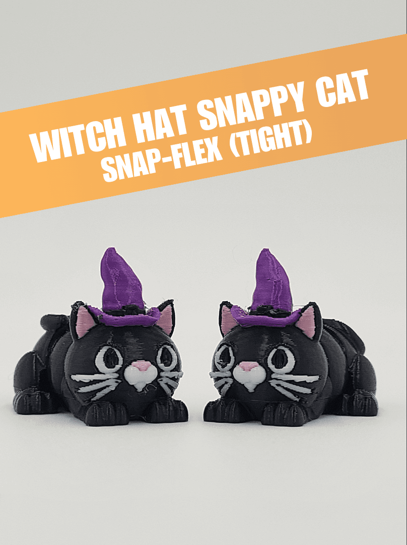 Witch Hat Snappy Cat - Articulated Snap-Flex Fidget (Tight Joints) 3d model