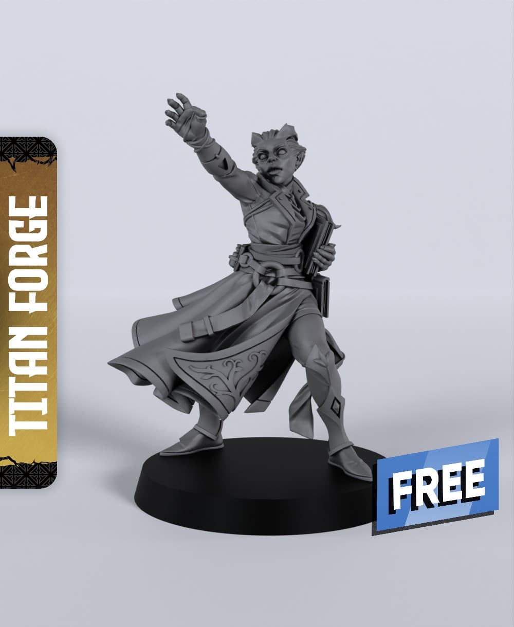 Tiefling Female Sorcerer - With Free Dragon - 5e DnD Inspired for RPG and Wargamers 3d model
