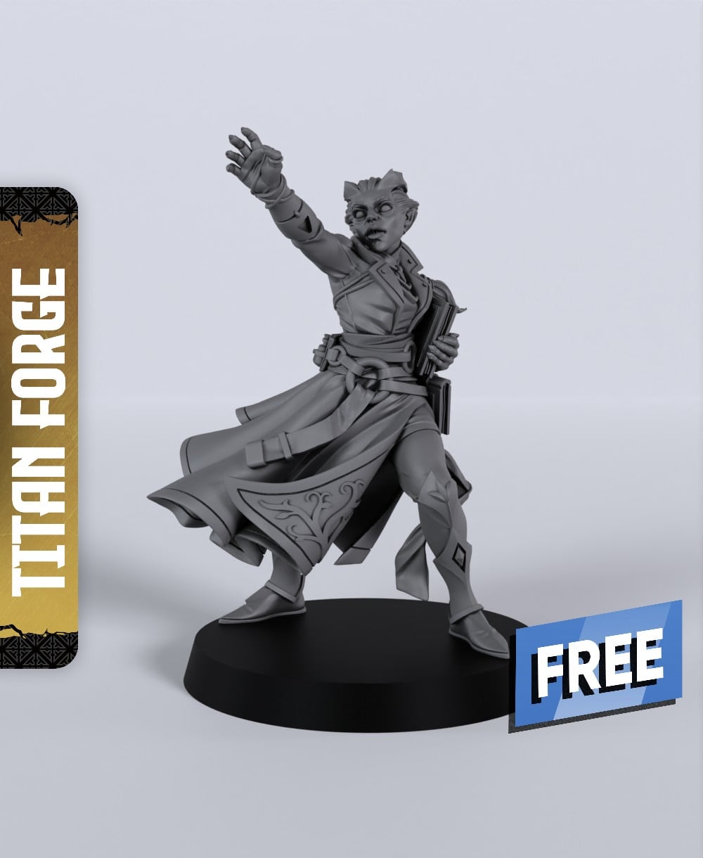 Tiefling Female Sorcerer - With Free Dragon - 5e DnD Inspired for RPG and Wargamers 3d model