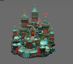 Coral Kingdom Fantasy Castle STL File for 3D Print 3d model