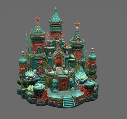Coral Kingdom Fantasy Castle STL File for 3D Print 3d model