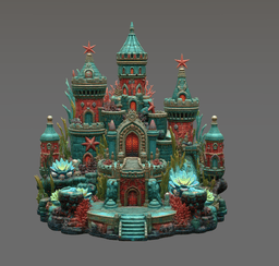 Coral Kingdom Fantasy Castle STL File for 3D Print 3d model