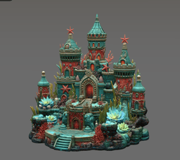 Coral Kingdom Fantasy Castle STL File for 3D Print 3d model