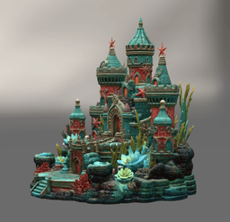Coral Kingdom Fantasy Castle STL File for 3D Print 3d model