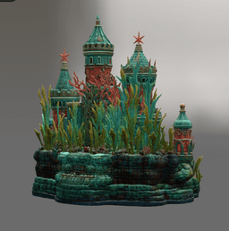 Coral Kingdom Fantasy Castle STL File for 3D Print 3d model