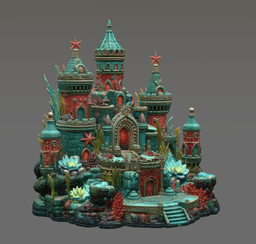 Coral Kingdom Fantasy Castle STL File for 3D Print 3d model