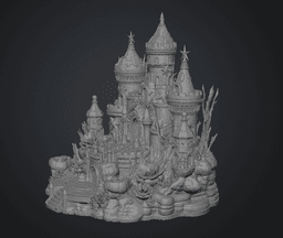 Coral Kingdom Fantasy Castle STL File for 3D Print 3d model