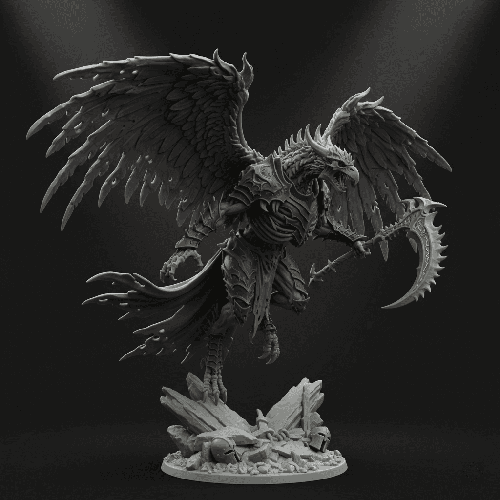 Skeletal Griffon Torn Wings Detailed Printable STL 3d model