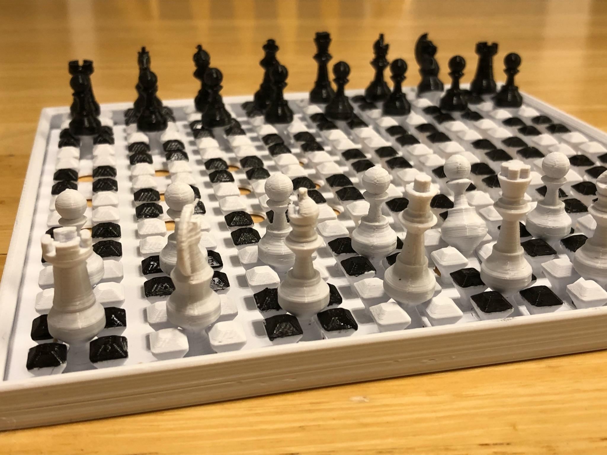 Print-in-Place Chess Set with Captive Pieces 3d model