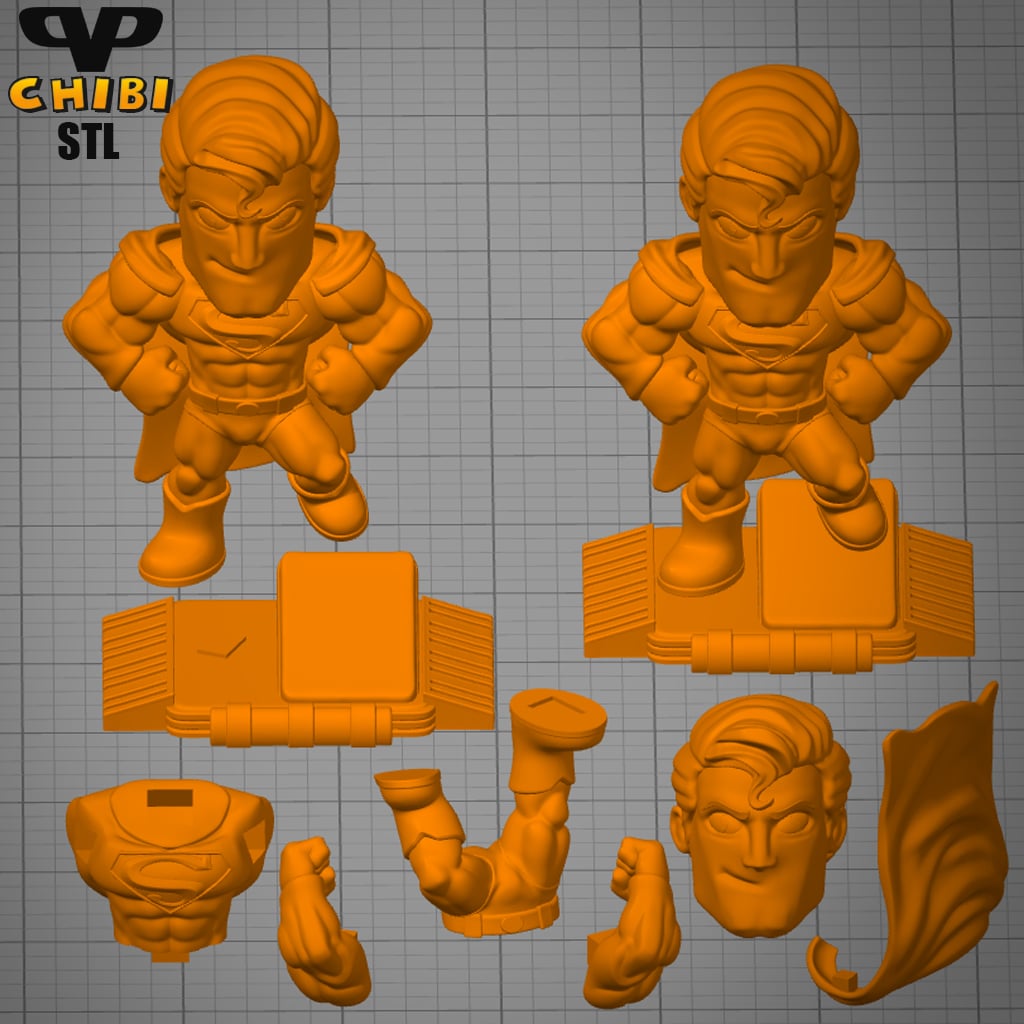 Superman Chibi STL for 3D Printing ChibiSTL 3DXM 3d model
