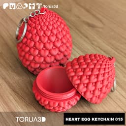 Heart egg keychain 015 - Valentine's Day - Print in place - No supports - STL 3d model