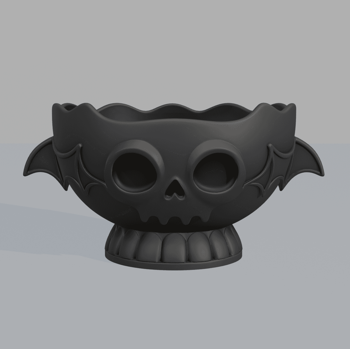 Cute Bat Skull Candy Bowl – Halloween Candy Dish, Spooky Bat Bowl, Gothic Skull Treat Holder 3d model