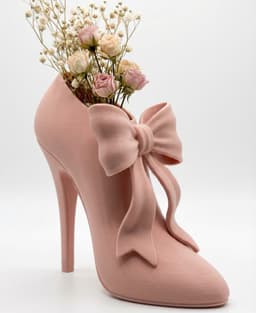 Coquette Stiletto Heel Vase - Sculptural Bow Shoe Planter & Decor 3d model
