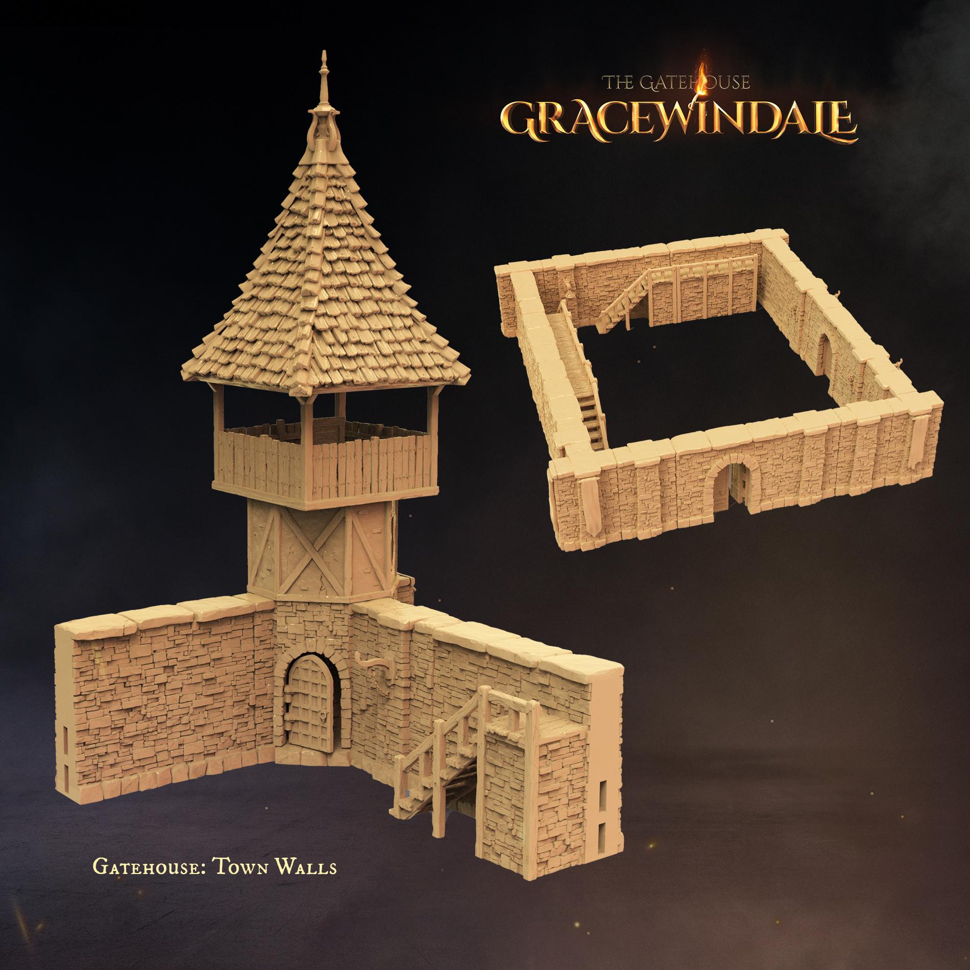 Town Walls Set 3d model