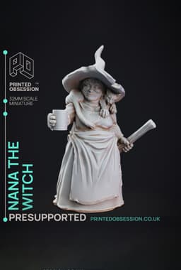 Nana - Black Witch - PRESUPPORTED - Illustrated and Stats - 32mm scale 3d model