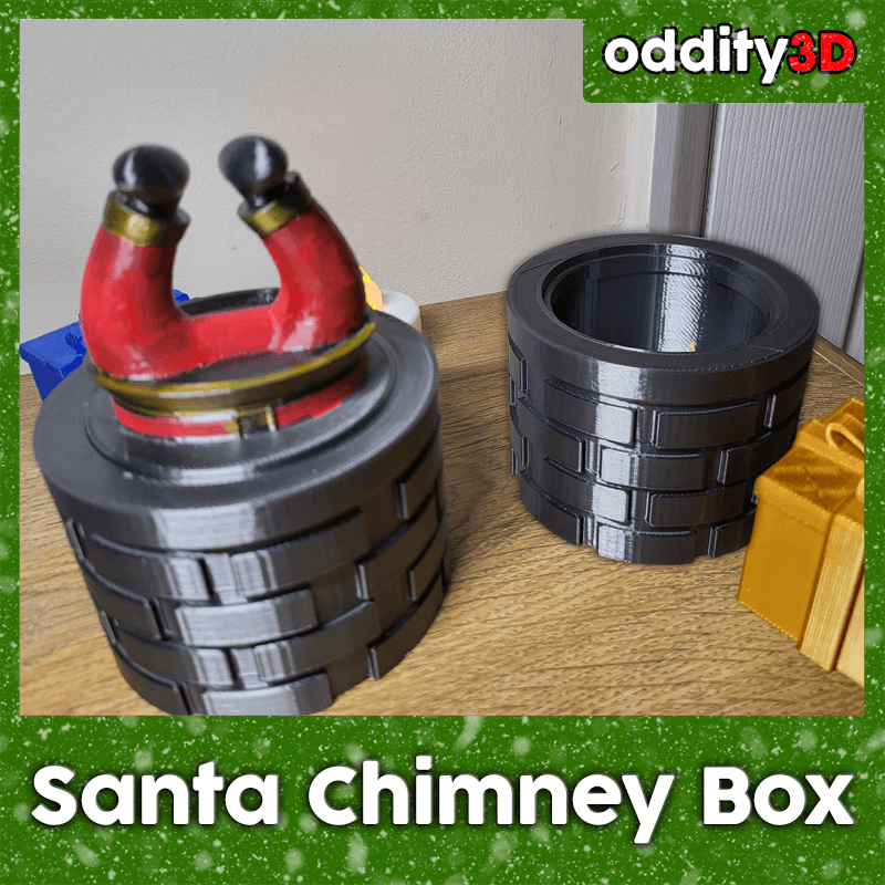 Santa Stuck In The Chimney Box - Round (easy print) 3d model