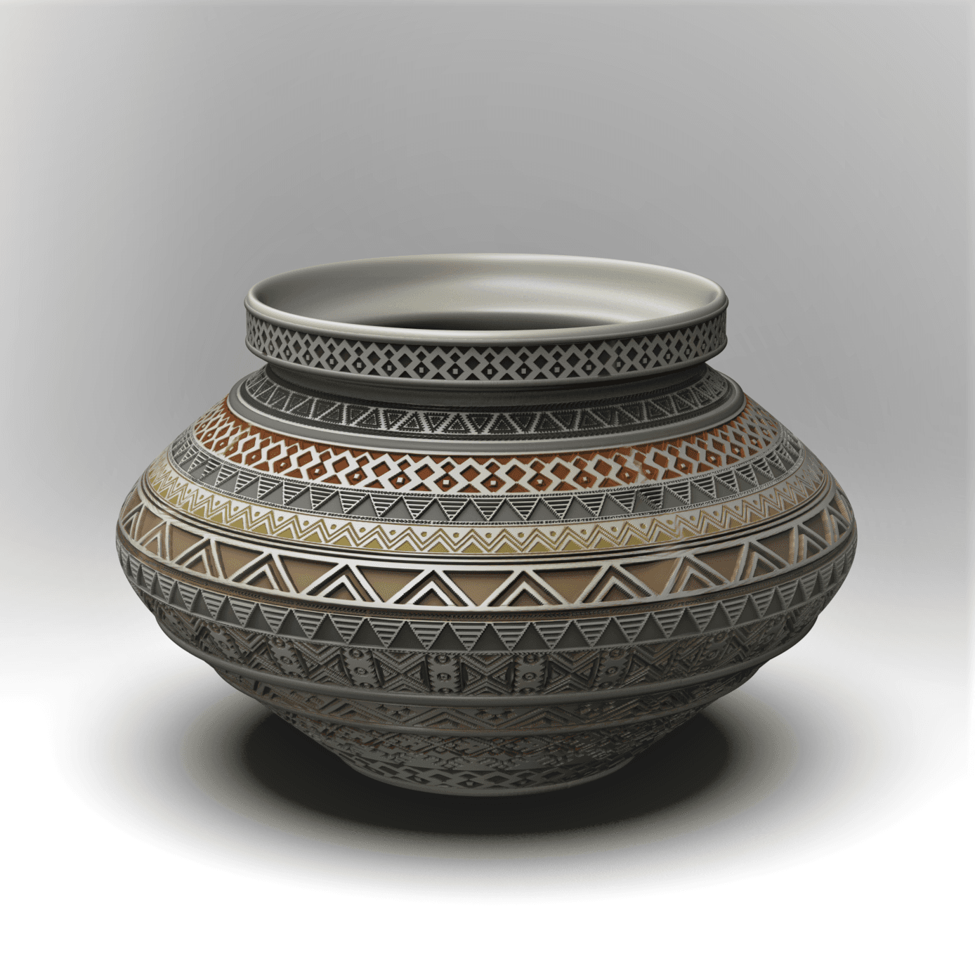 Aztec Print Pot/Bowl 3d model