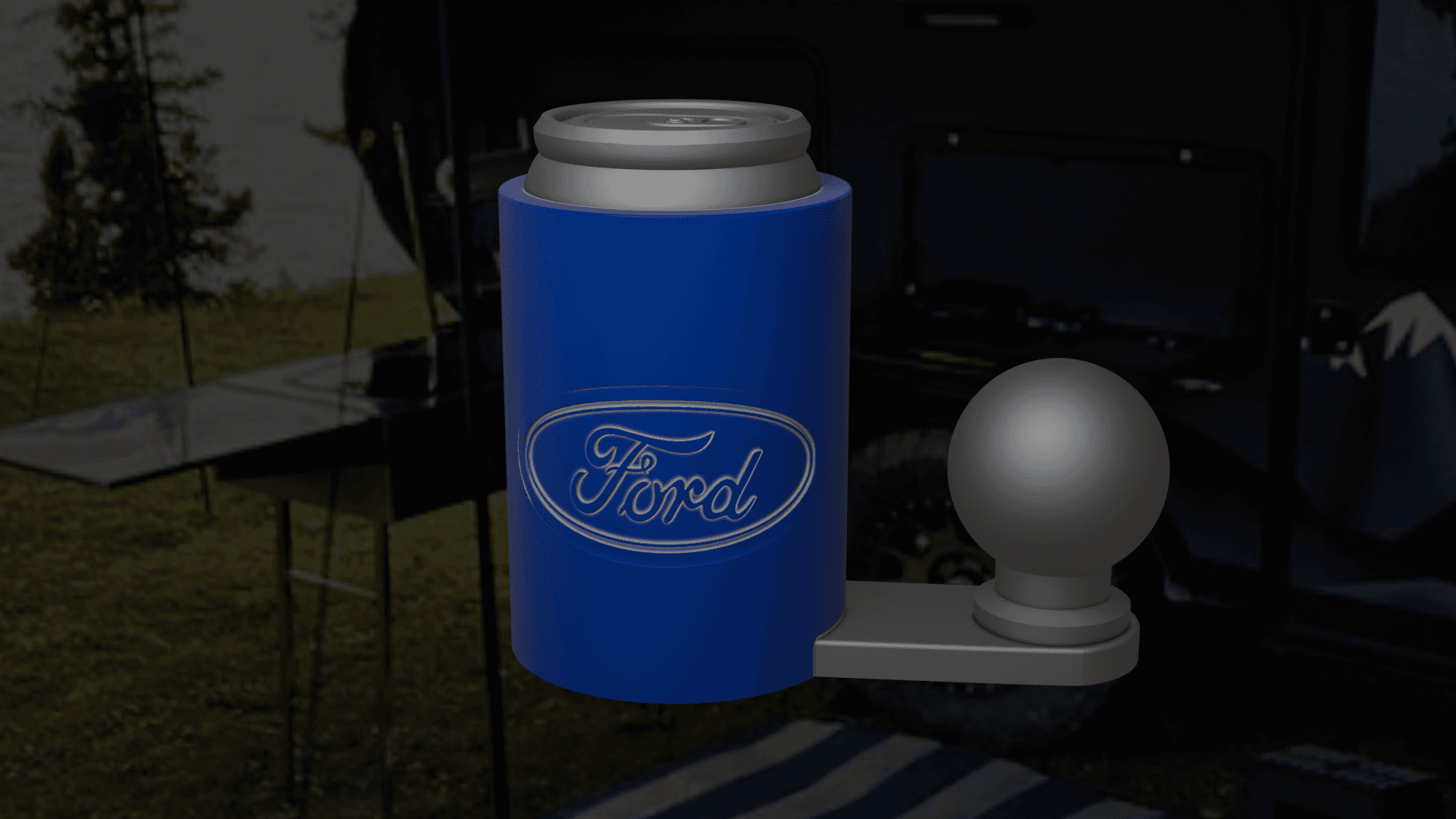 Ford Trailer Hitch Beer Can Holder 3d model