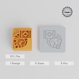 Globe Stamp Tile Set, 5 Sizes, Ideal for Clay, Cookies & Fondant, 20-40mm, World Map & Earth Design PRODUCT_5514 3d model